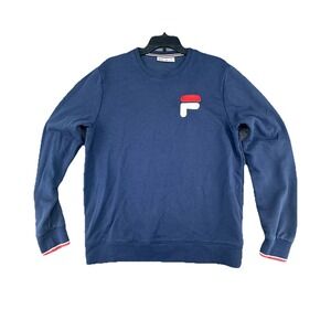 Vintage‎ FILA Sweatshirt Mens Size Large Pullover Navy Blue Crewneck Sweater 90s